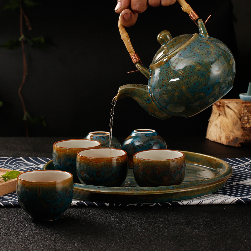茶具套装家用简约功夫茶杯陶瓷粗陶复古泡茶器茶壶带茶盘送礼在类目 餐饮具, 茶具, 整套茶具中 - 来自Buy2taobao.com提供专业的淘宝代购服务