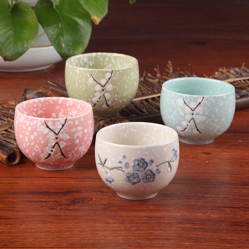 雅泰日式茶杯陶瓷主人杯单个手绘家用清酒收口水杯汤吞随手江中杯