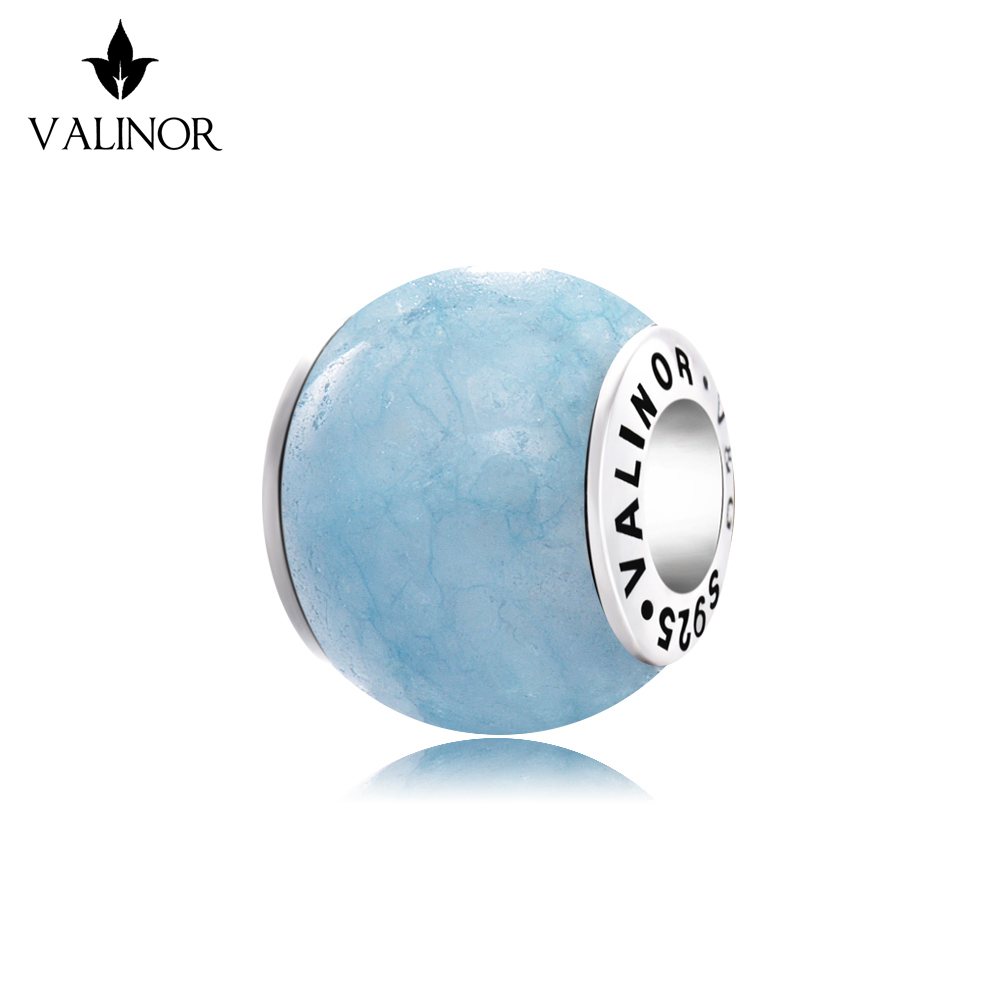 VALINOR 海蓝宝石串珠925银管/硅胶管手链串珠可配3D硬金