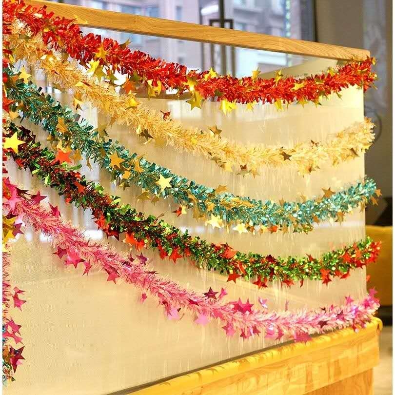 中秋国庆节彩带拉花彩条屋顶吊顶珠宝店场景布置装饰开学教室晚会