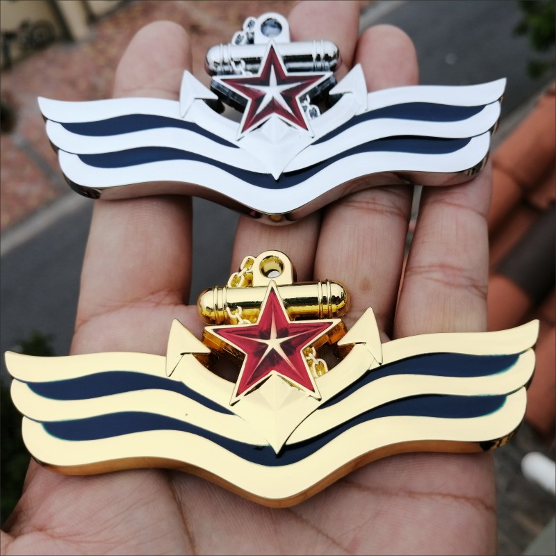 汽车后尾贴车贴 金属_八一勋章海军徽章金属车贴汽车翼子板侧标c柱