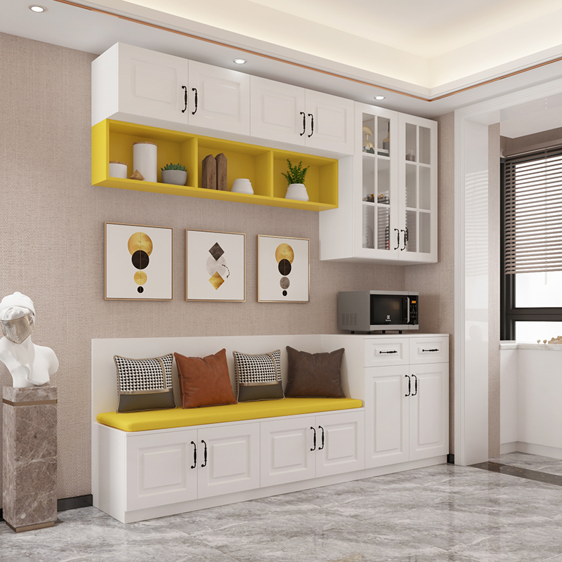 卡座餐边柜一体靠墙家用酒柜餐厅餐椅组合储物吊柜饭厅收纳装饰柜