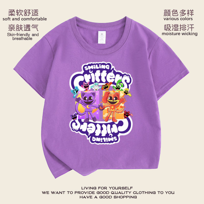 微笑小动物衣服儿童t恤纯棉短袖波比的游戏时间 Smiling Critters