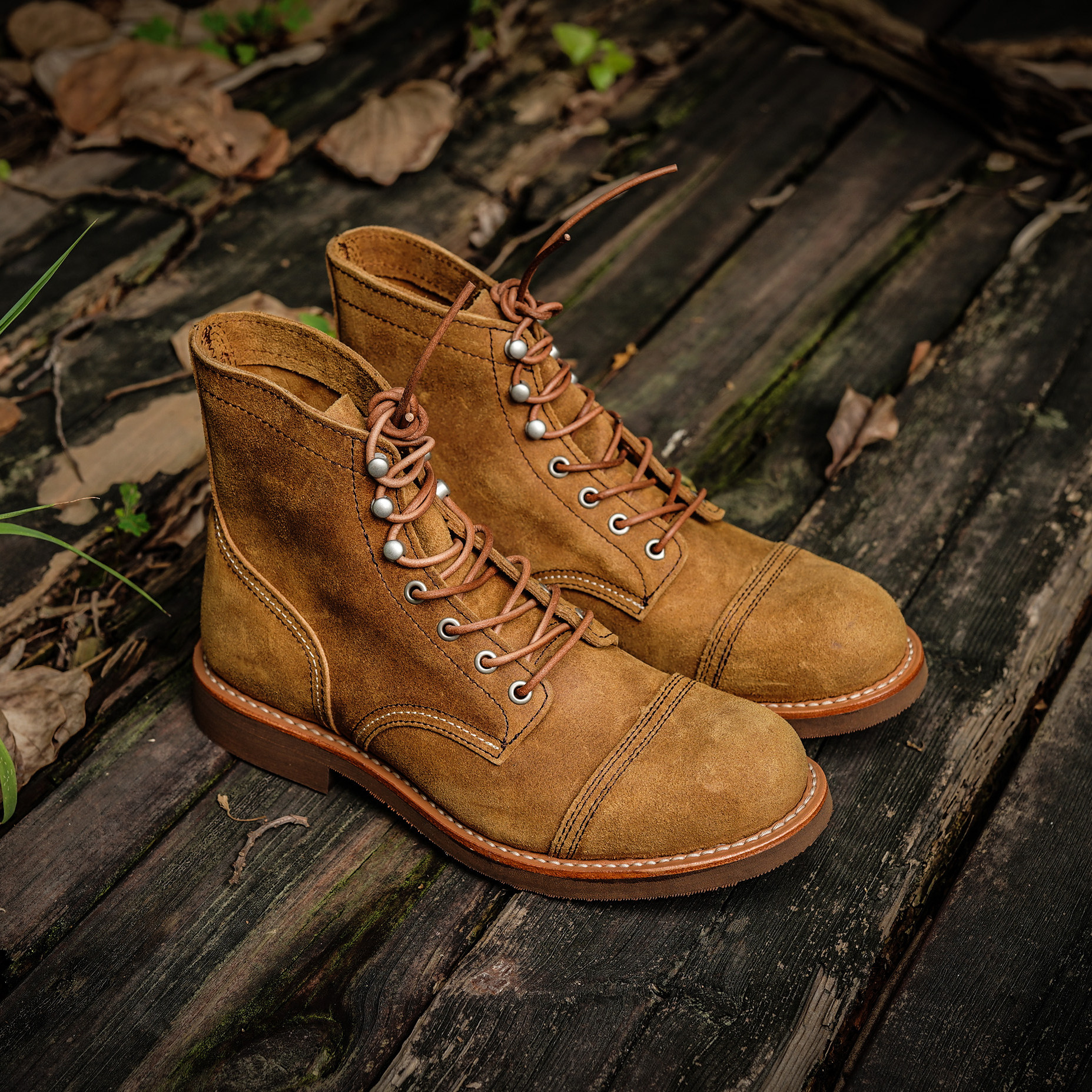 枯骨固特异工装靴8111伞兵靴手工反绒皮潮流复古马丁靴男高帮短靴