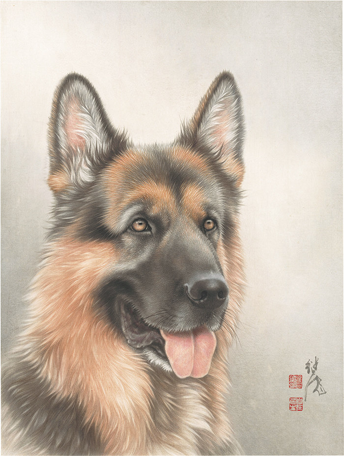 宣纸印刷微喷打印国画画心珂罗版复制字画工笔刘继彪狼狗——藏宝斋