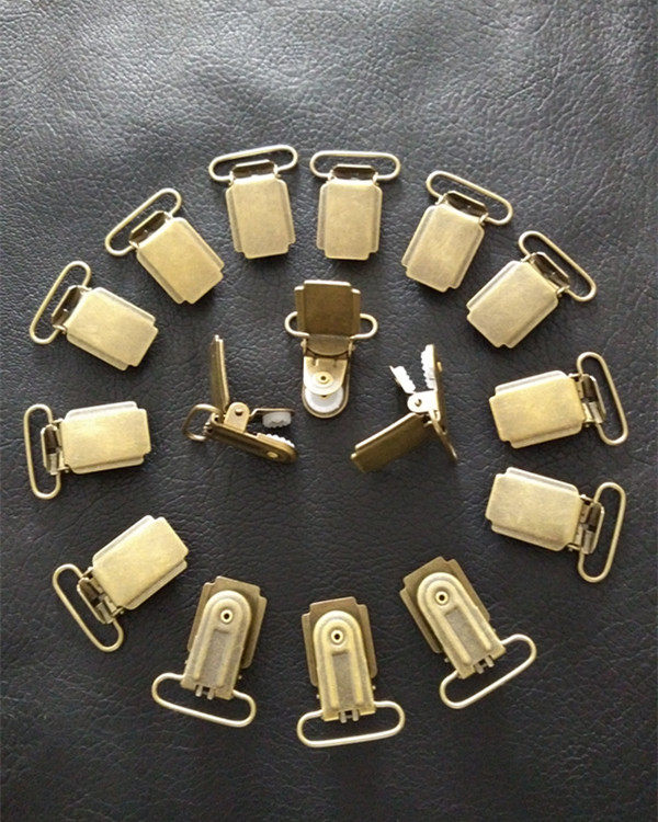 0067青古铜夹子厂家直销彩扬背带夹扣吊裤带鸭嘴夹一套6个包邮