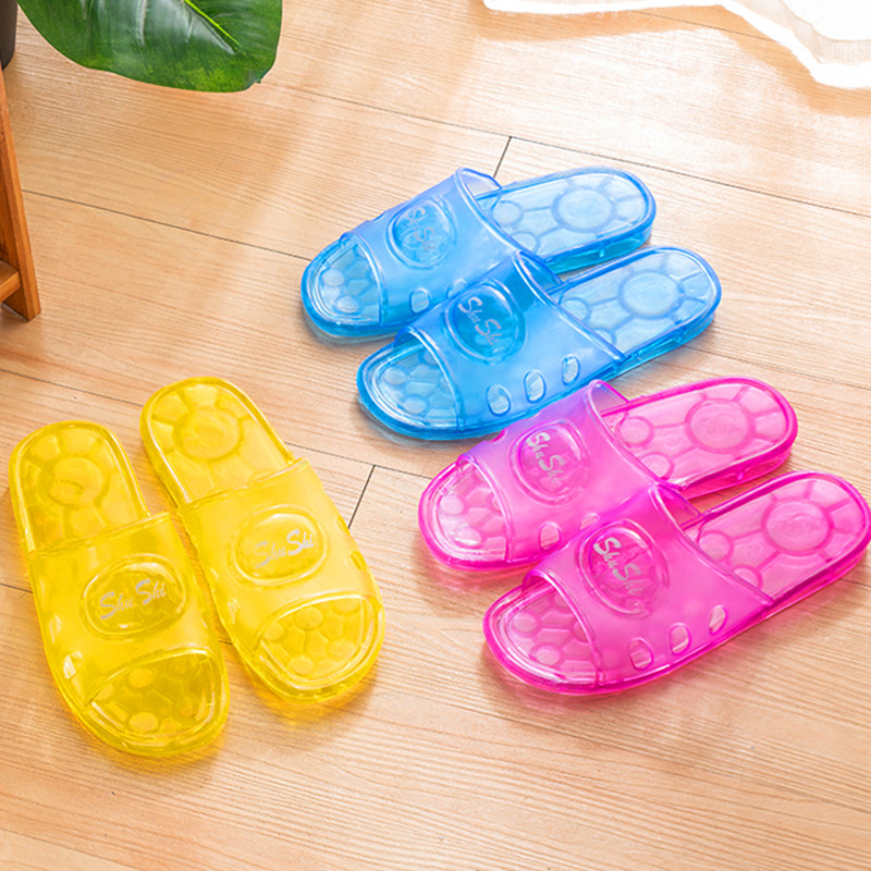 水晶塑料室内拖鞋女老式夏季果冻浴室凉拖鞋透明防滑防臭厚底拖鞋