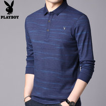 Playboy men's long sleeve T-shirt spring suit 2020 new middle-aged Lapel top bottomed polo shirt thin for men