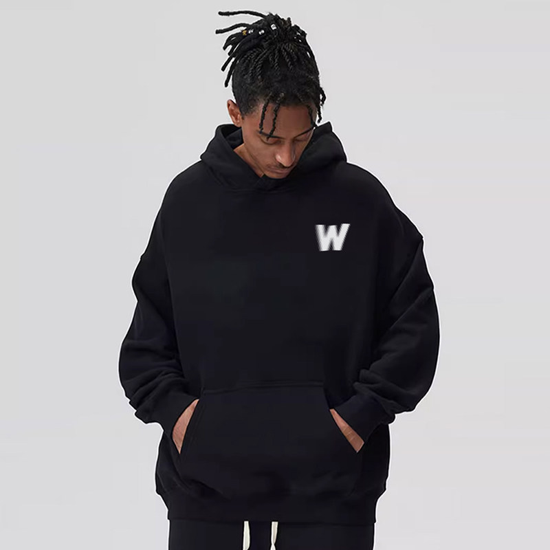 wassupheods秋冬季连帽卫衣男女款加绒宽松大码美式潮牌重磅纯棉