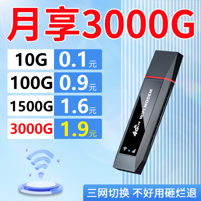 免插卡随身wifi移动无线wifi纯流量上网卡4G无线网络便携式三网通用热点路由器USB车载宿舍家用学生无限宽带