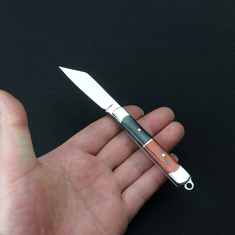 实木柄小刀迷你随身锋利手工锻打开刃便携不锈钢刀具精致折叠刀
