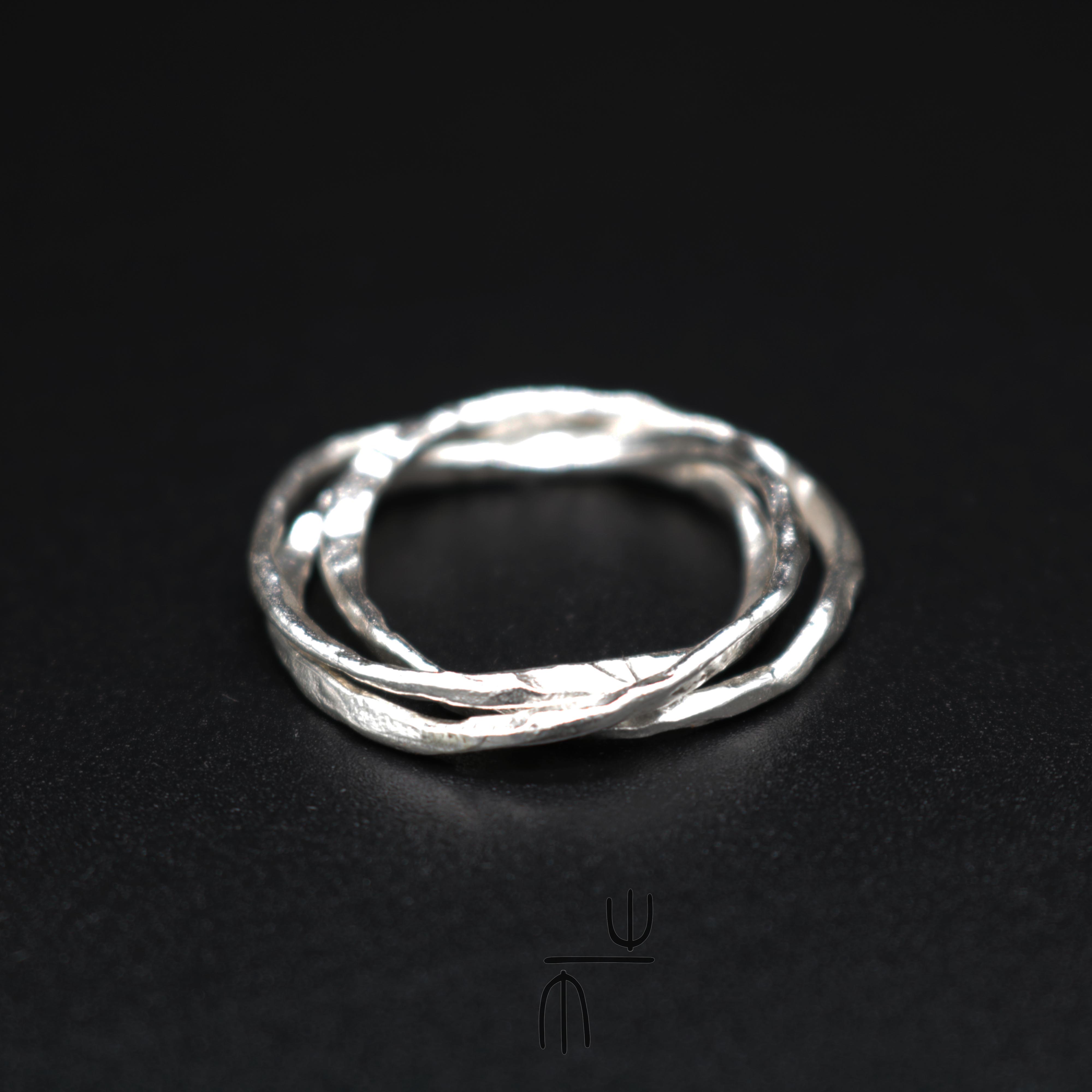 木一原创手工"圆"银戒指情侣男女