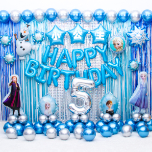 冰雪奇缘爱莎公主生日装饰气球女孩5周岁安娜主题派对场景布置品6