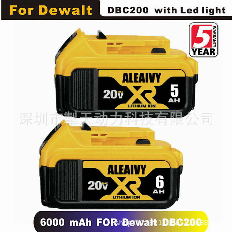 跨境专用替代得伟20V 6AH 电池 DeWalt XR DCB205电动工具锂电池