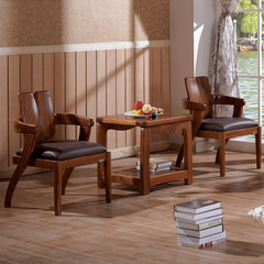 现代简约新款家具 实木休闲桌 乌金木小方桌三件套 休闲桌椅特价
