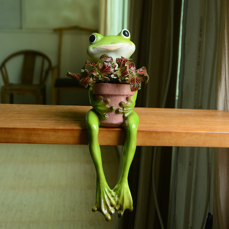 真自在创意青蛙花盆田园家居装饰品树