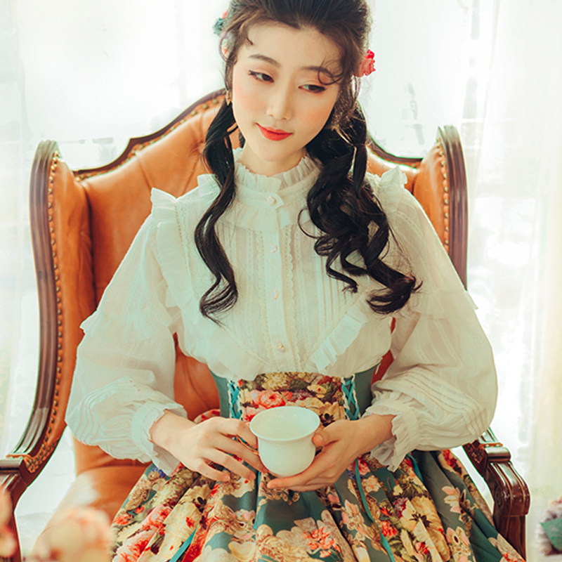 桃乐丝之夜复古提花棉灯笼长袖荷叶边立领女士衬衣Lolita名伶之夏|msdalam kategori Butik wanita / wanita, shirt - dari Buy2taobao.com untuk memberikan perkhidmatan ejen Taobao profesional membeli