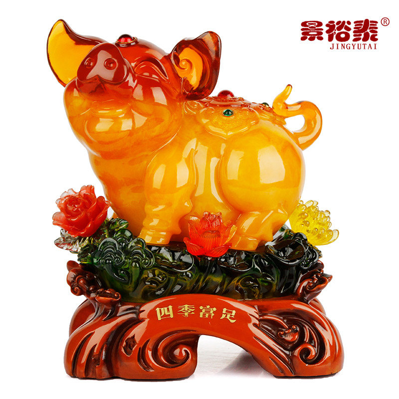招财元宝金猪摆件财富牡丹猪家居饰品客厅十二生肖猪工艺开业礼品