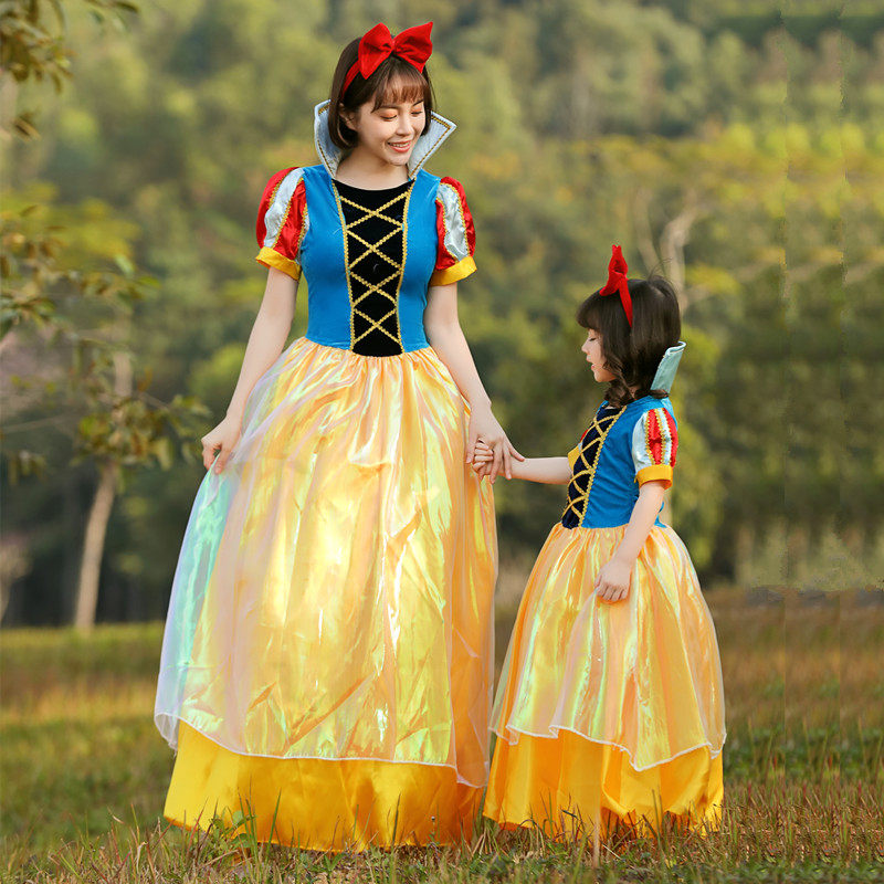 迪士尼白雪公主连衣裙女童成人亲子服装童话剧演出六一儿童节表演