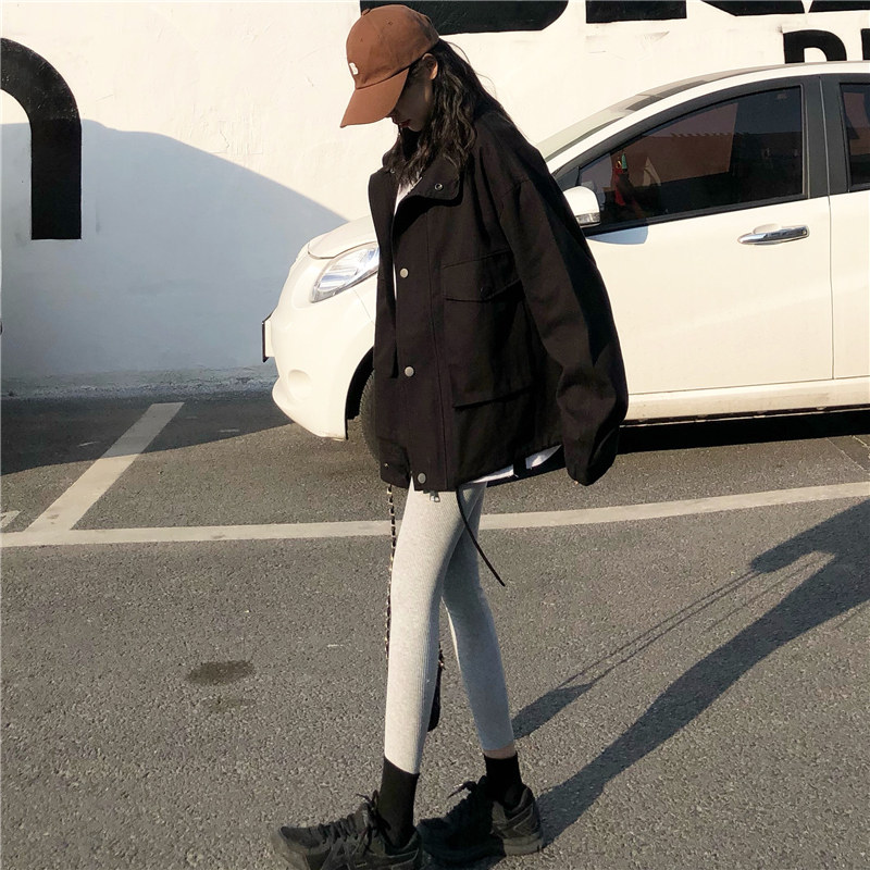 实拍实价~春装宽松休闲夹克韩版工装百搭长袖风衣大衣
