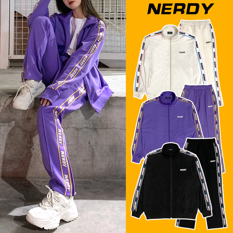 nerdy运动套装女秋iu丁程鑫马嘉祺同款宽松休闲串标运动服外套潮