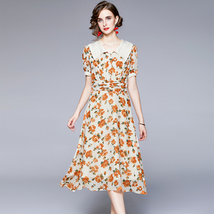 Floral Chiffon Dress aging white dress