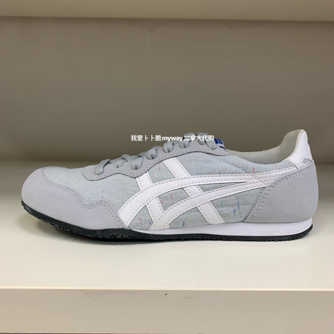 加拿大代购Onitsuka Tiger鬼冢虎低帮淡蓝雪花帆布拼接超轻男女鞋