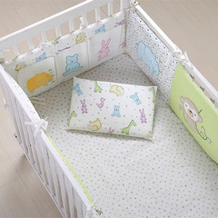 婴儿床围全棉可拆洗宝宝床上用品套件纯棉婴儿床围床单枕套四季
