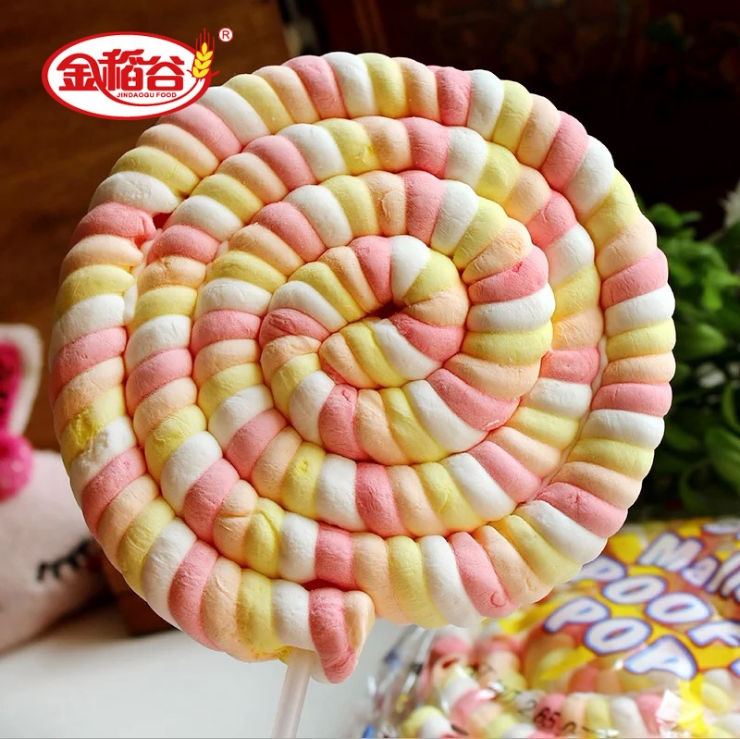 金稻谷 75g超大棉花糖花卷波板糖喜庆糖果 儿童学生创意零食5支价_不