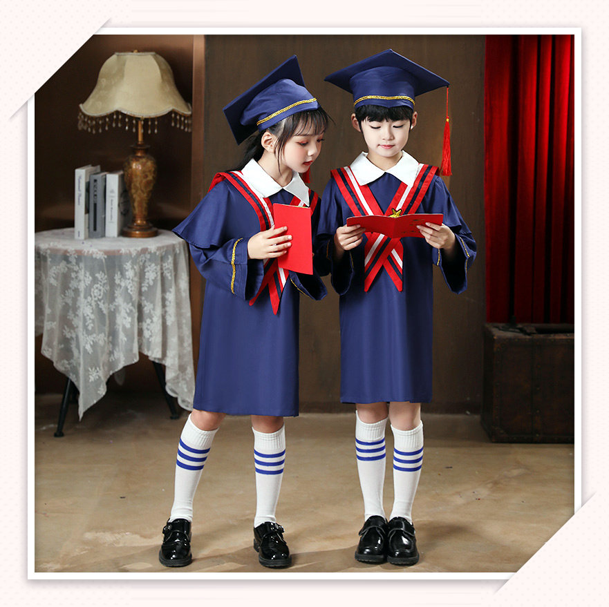 出租赁儿童博士服幼儿园学士服套装拍照大班小学生毕业礼服演出