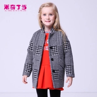 米奇丁当正品童装冬季新款女童千鸟格外套中大童时尚长袖呢子大衣|ruв категории Детская одежда, пальто/пиджак/пальто, пальто - от Buy2taobao.com для оказания профессиональной услуги покупки агента Taobao
