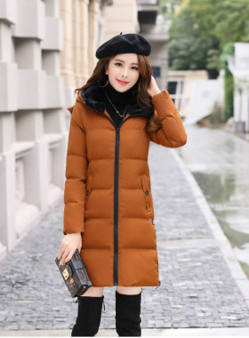 2018冬装新款唯品会特卖品牌女装京东商城中长款显瘦连帽羽绒服