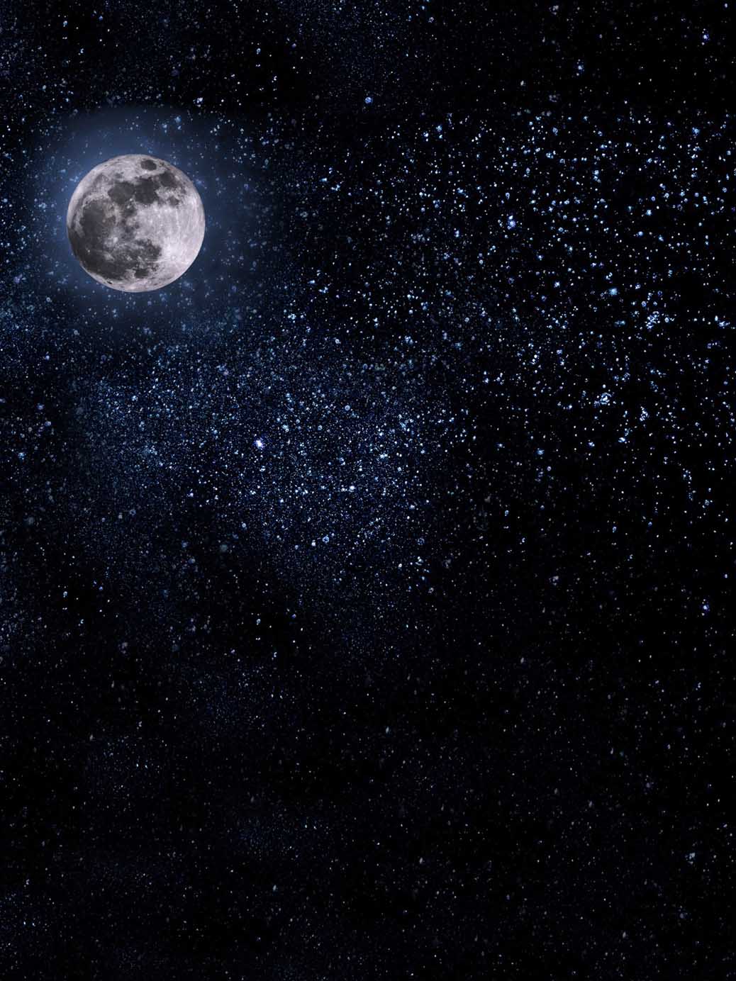影楼摄影PP纸拍照背景主题挂拍幕布无缝帆布 S-2012夜空星空月亮