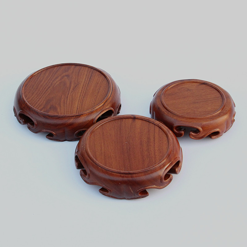 红木实木圆形底座摆件黑檀原木底座奇石玉器紫砂茶壶花盆花瓶底座