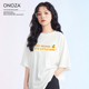 ONOZA大码宽松字母白色短袖T恤女2024夏季新款纯棉半袖上衣潮