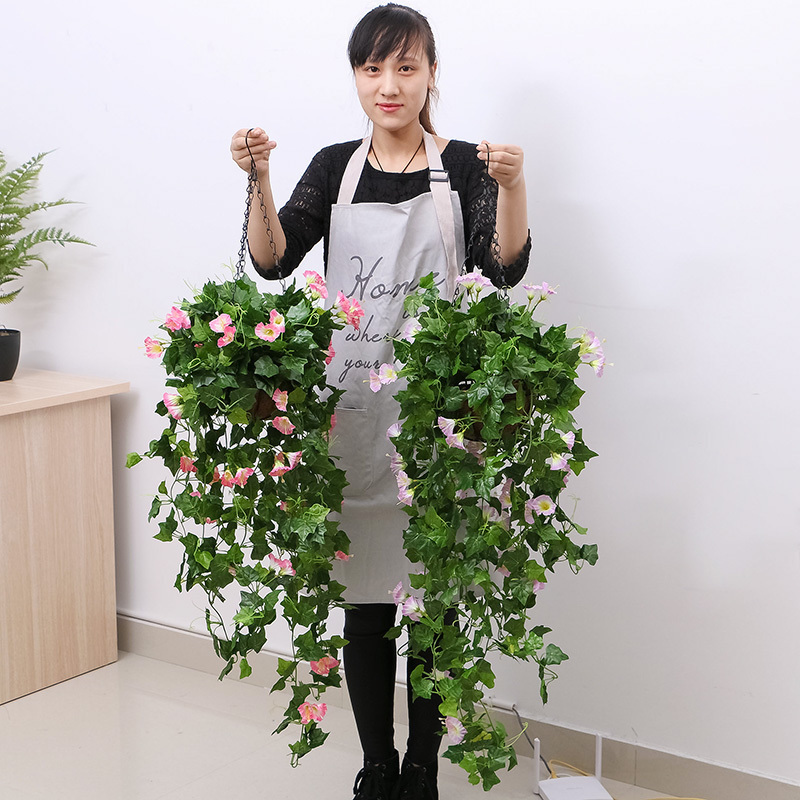 仿真壁挂植物牵牛花吊兰客厅藤蔓装饰吊顶墙面装饰仿真花壁挂