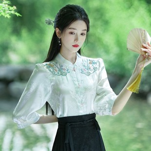 汉服改良版连衣裙唐装女新中式中国风年轻款上衣女夏马面裙女套装