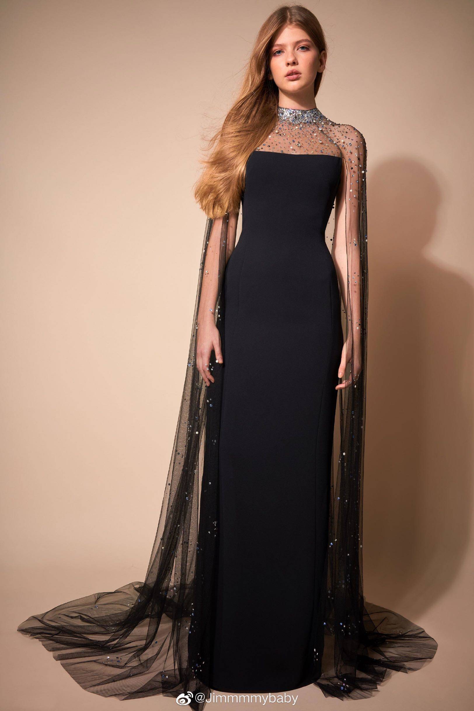 2021新款时尚黑色长袖修身晚礼服生日晚会连衣裙礼服