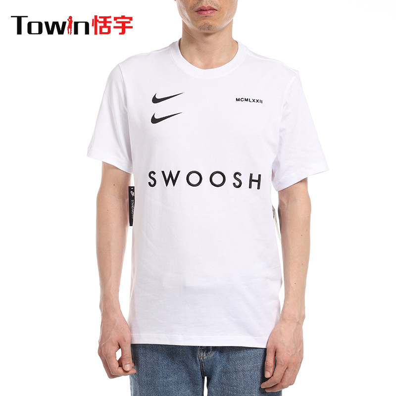 耐克新款双钩短袖 swoosh 大logo透气圆领运动休闲t恤 cv5893-100