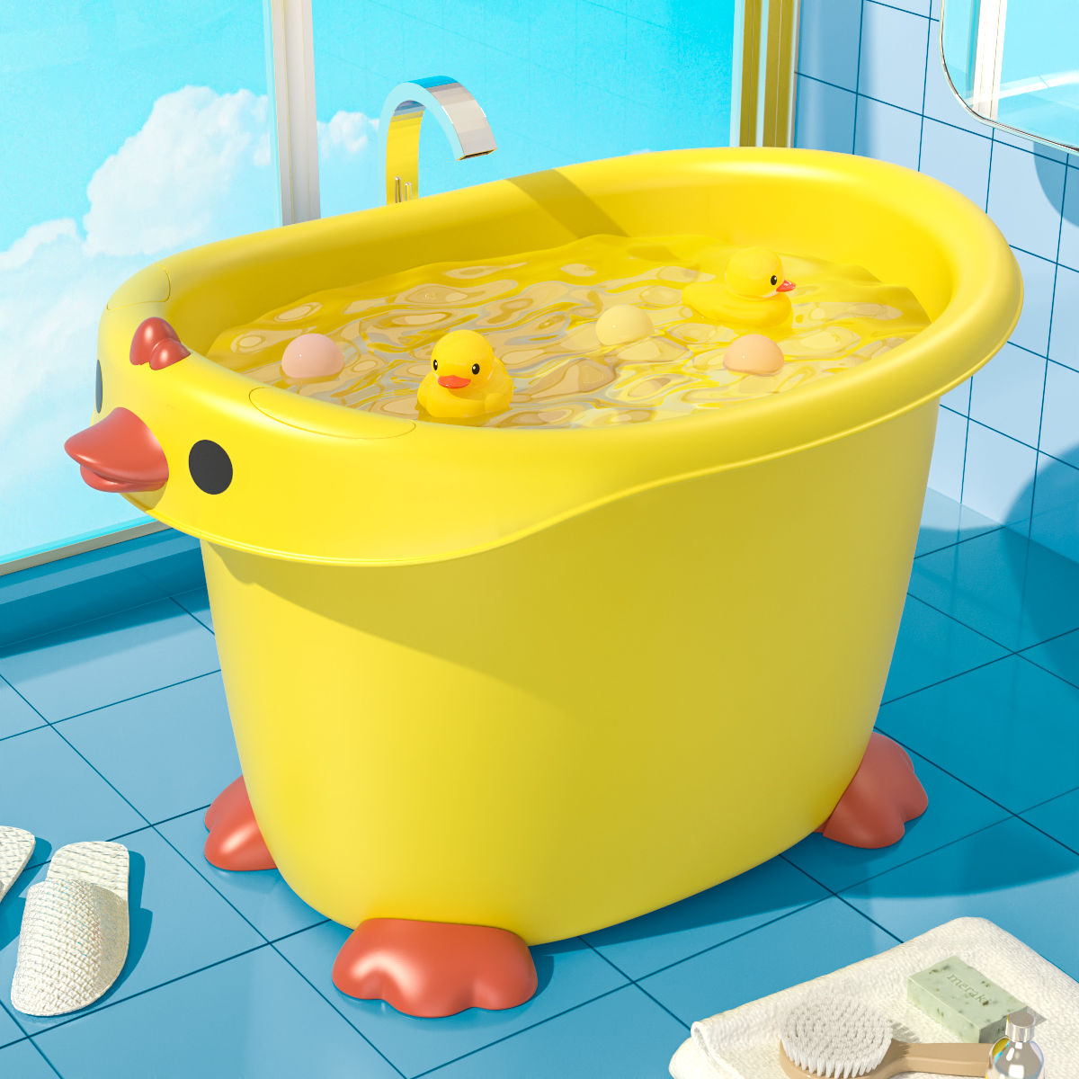 儿童泡澡桶洗澡桶大号沐浴桶婴儿游泳桶小孩子可坐家用加厚浴盆