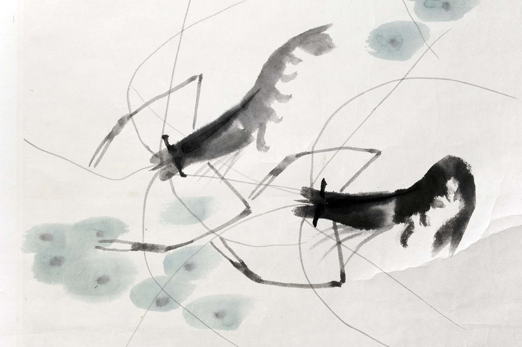 娄师白 群虾图 大千画廊