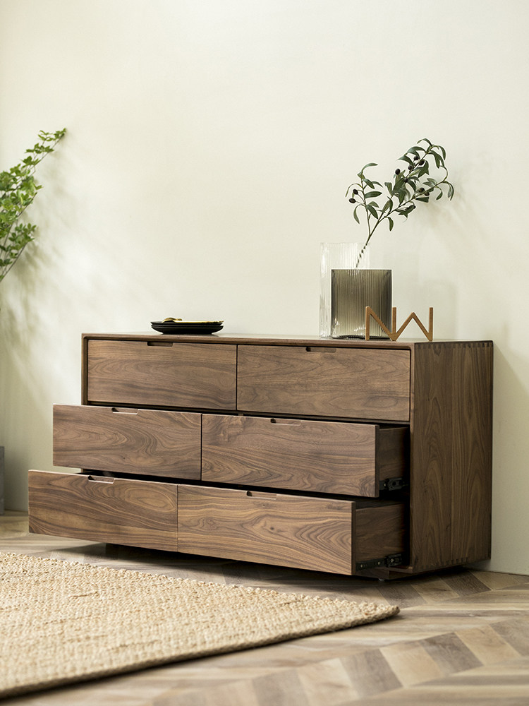 北物|实木六斗柜黑胡桃木现代简约卧室储物收纳抽屉柜客厅靠墙柜