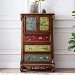 美式复古餐边柜小户型餐厅收纳储柜物柜木质家具欧式艺术玄关边柜