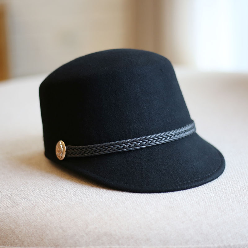 羊毛呢休闲百搭蜡绳编织骑士帽马术帽子女秋冬 休闲优雅气质百搭