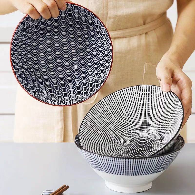 北欧日式陶瓷拉面碗家用大号汤碗海碗碗单个斗笠碗泡面碗大碗商用