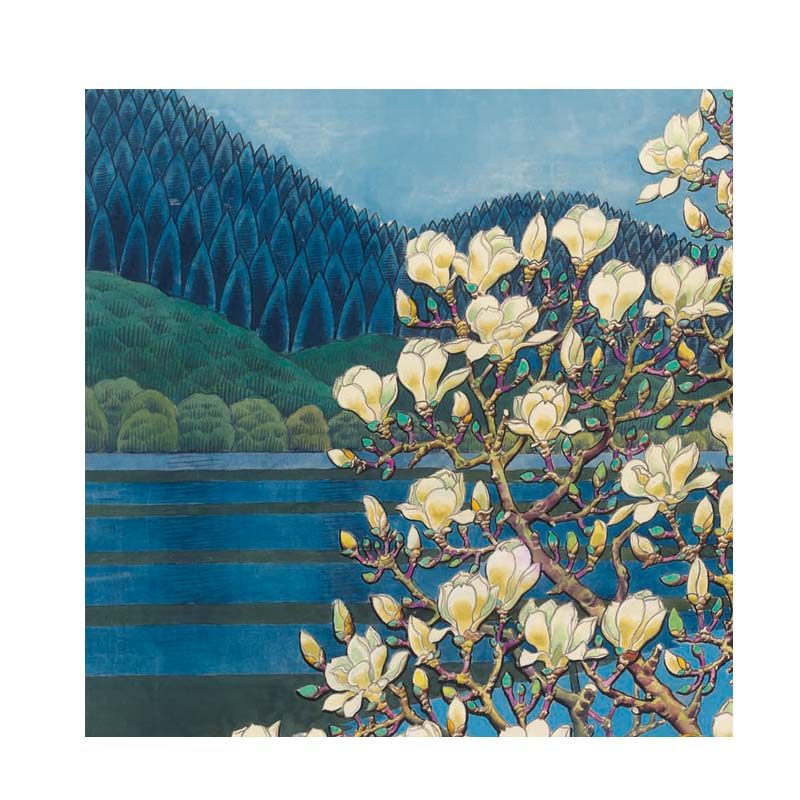 现代工笔重彩大师 祝大年 《玉兰花开》 综合版 版画