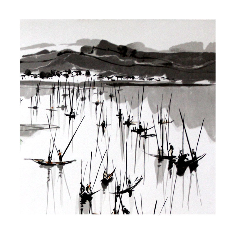 吴冠中《江南春》盖章丝网版 版画