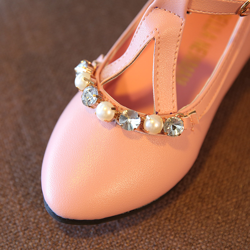 女童尖头皮鞋公主鞋韩版珍珠水钻【图片 价格