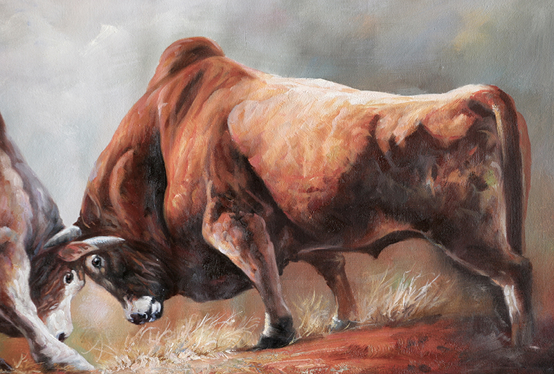 【学院艺术】广州美院 陈建忠《斗牛》实力派画家 写实精品