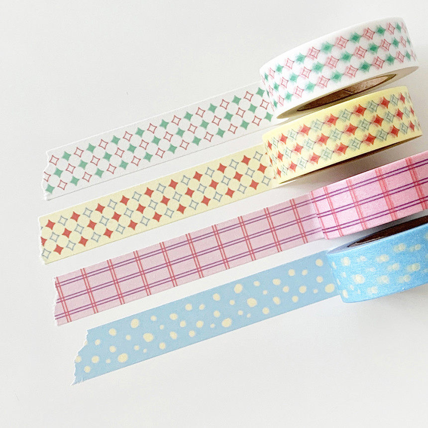 【60包邮】分装韩国 luv alice纸胶带糖果色复古格纹格子点缀手帐